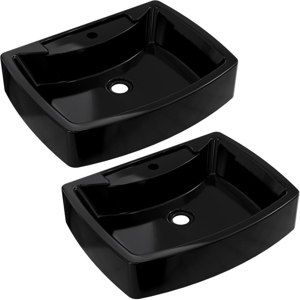 Kit 02 Cubas de Apoio Retangular Para Banheiro Lavabo C01 RT50 Preto - Lyam Decor