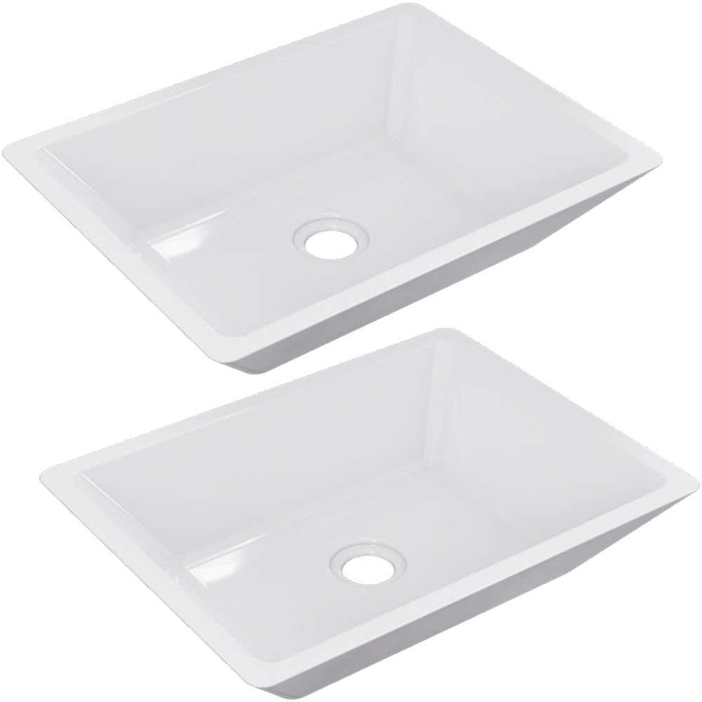 Kit 02 Cubas de Apoio Retangular Para Banheiro Lavabo C01 RT45 Branco - Lyam Decor