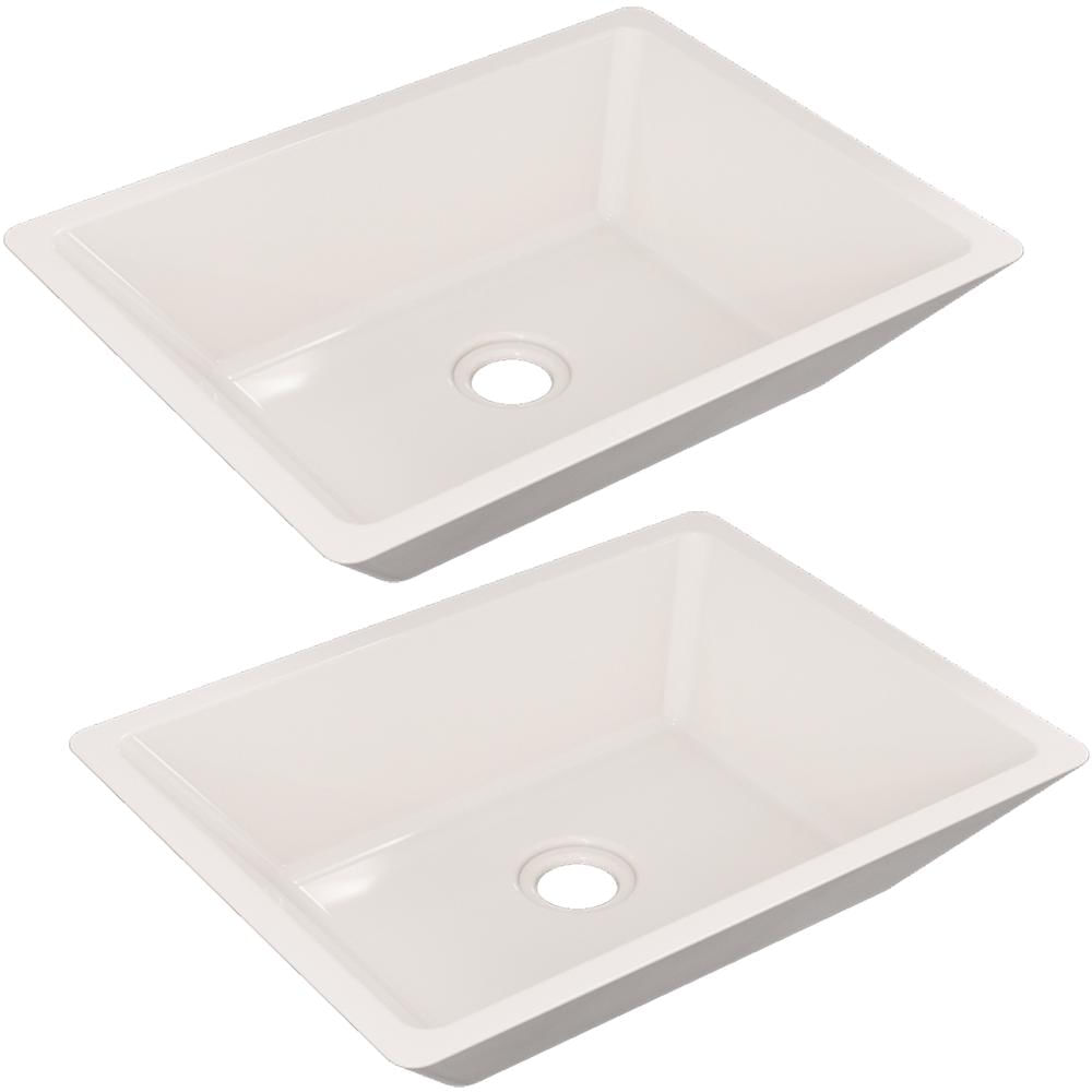 Kit 02 Cubas de Apoio Retangular Para Banheiro Lavabo C01 RT45 Bege - Lyam Decor