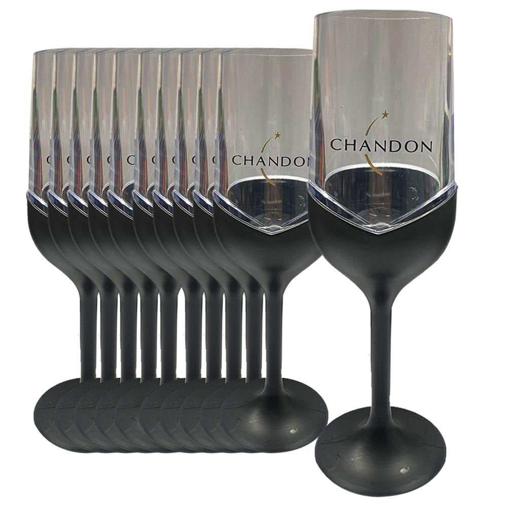 Kit 12 Taças Desmontavel Champanhe Espumante Chandon 250ml preto