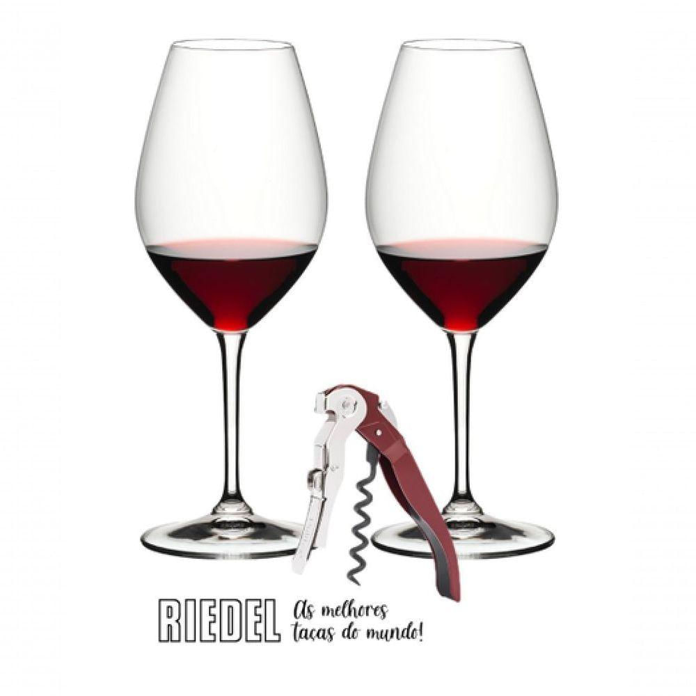 Conjunto 2 Taças Riedel 667ml Saca-rolha Pulltex Cristal