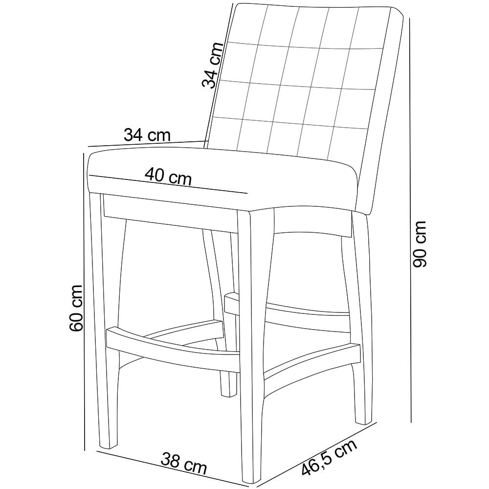 Banqueta Baixa Para Cozinha Bancada Bar Sala De Jantar Fixa Mila L02 Suede Bege - Lyam Decor