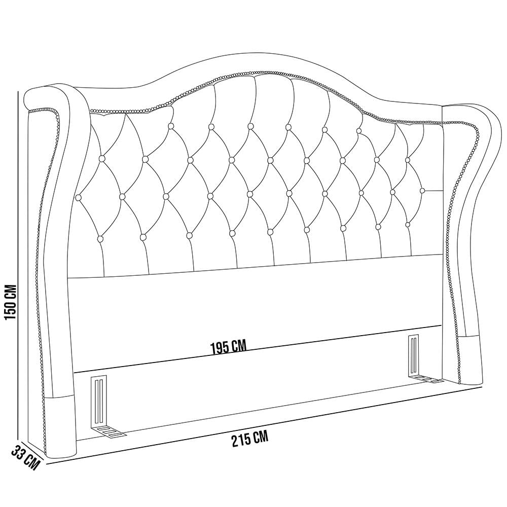 Cabeceira Cama Box Casal King 195 cm P05 Lisboa Veludo Bege - Lyam Decor