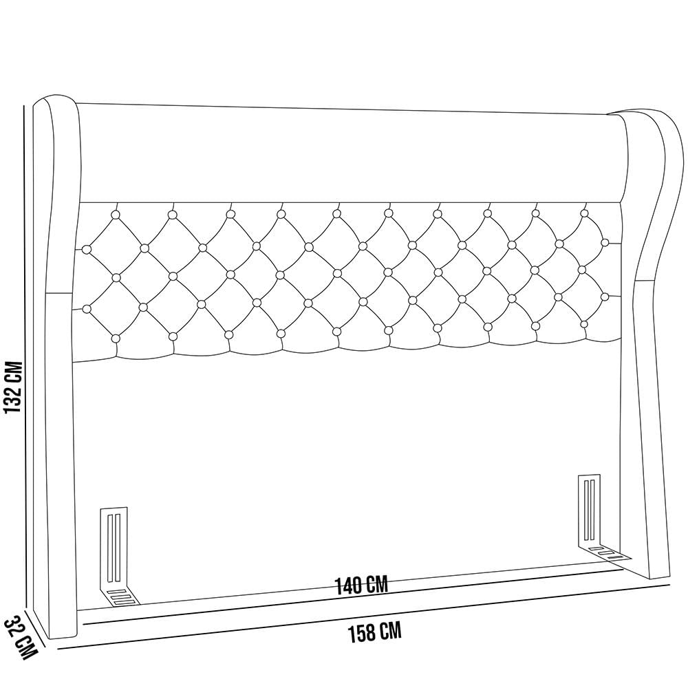 Cabeceira Cama Box Casal 140 cm P05 Madrid Veludo Bege - Lyam Decor