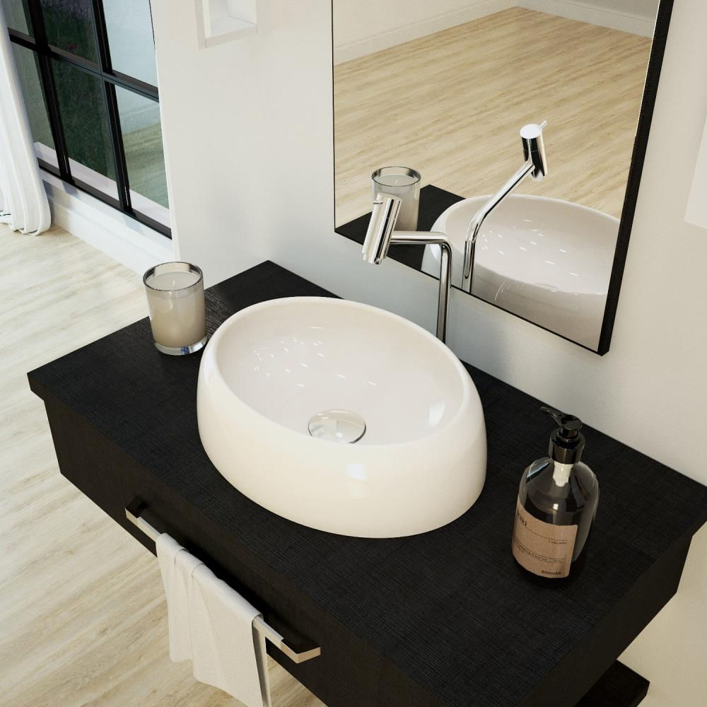 Kit 02 Cubas de Apoio Oval Para Banheiro Lavabo C01 Capri O39 Bege - Lyam Decor