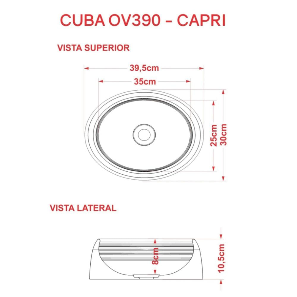 Kit 02 Cubas de Apoio Oval Para Banheiro Lavabo C01 Capri O39 Bege - Lyam Decor