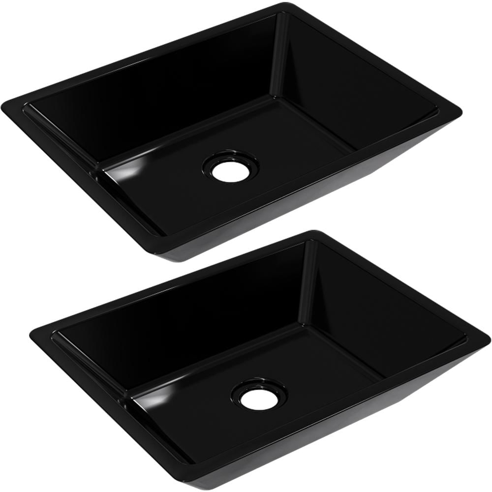 Kit 02 Cubas de Apoio Retangular Para Banheiro Lavabo C01 RT45 Preto - Lyam Decor