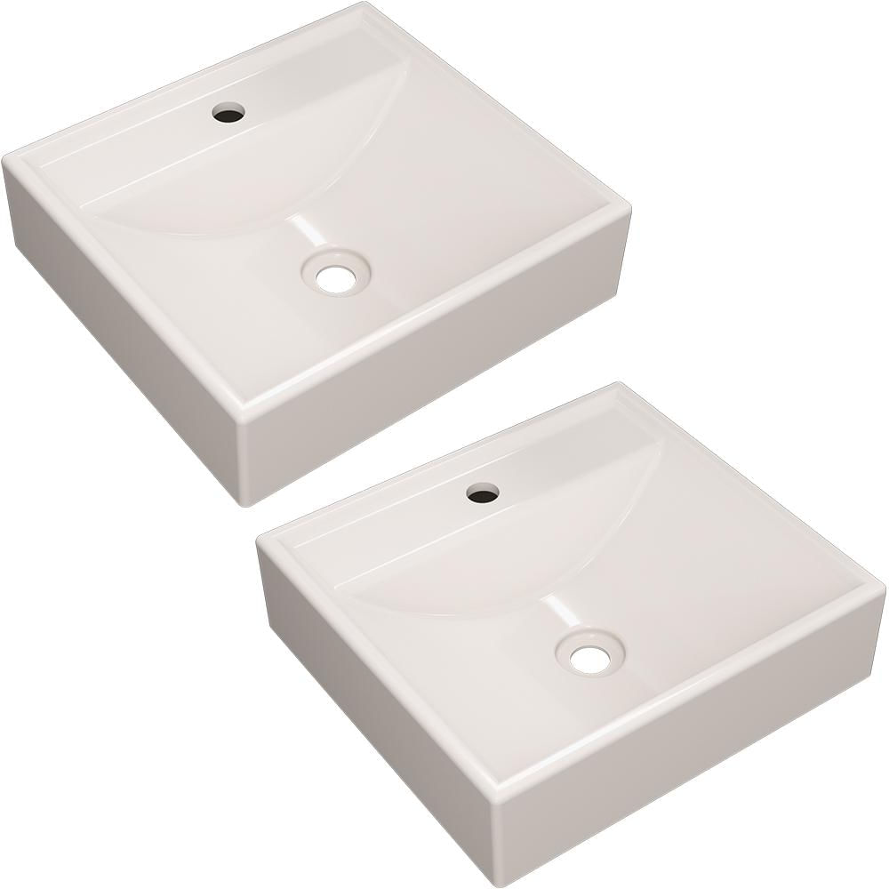 Kit 02 Cubas de Apoio Quadrada Para Banheiro Lavabo C01 Q39W Bege - Lyam Decor