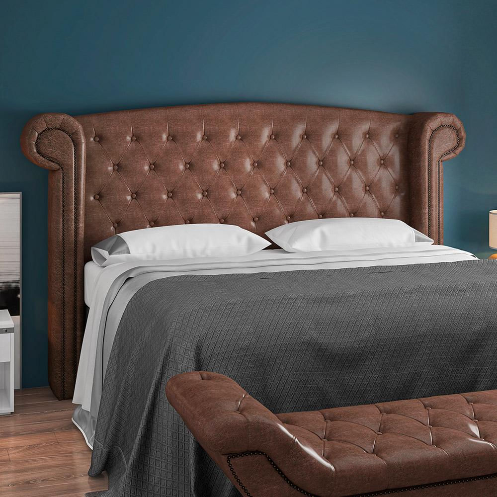 Cabeceira Cama Box Casal Queen 160 cm P05 Sofia Corino Marrom - Lyam Decor