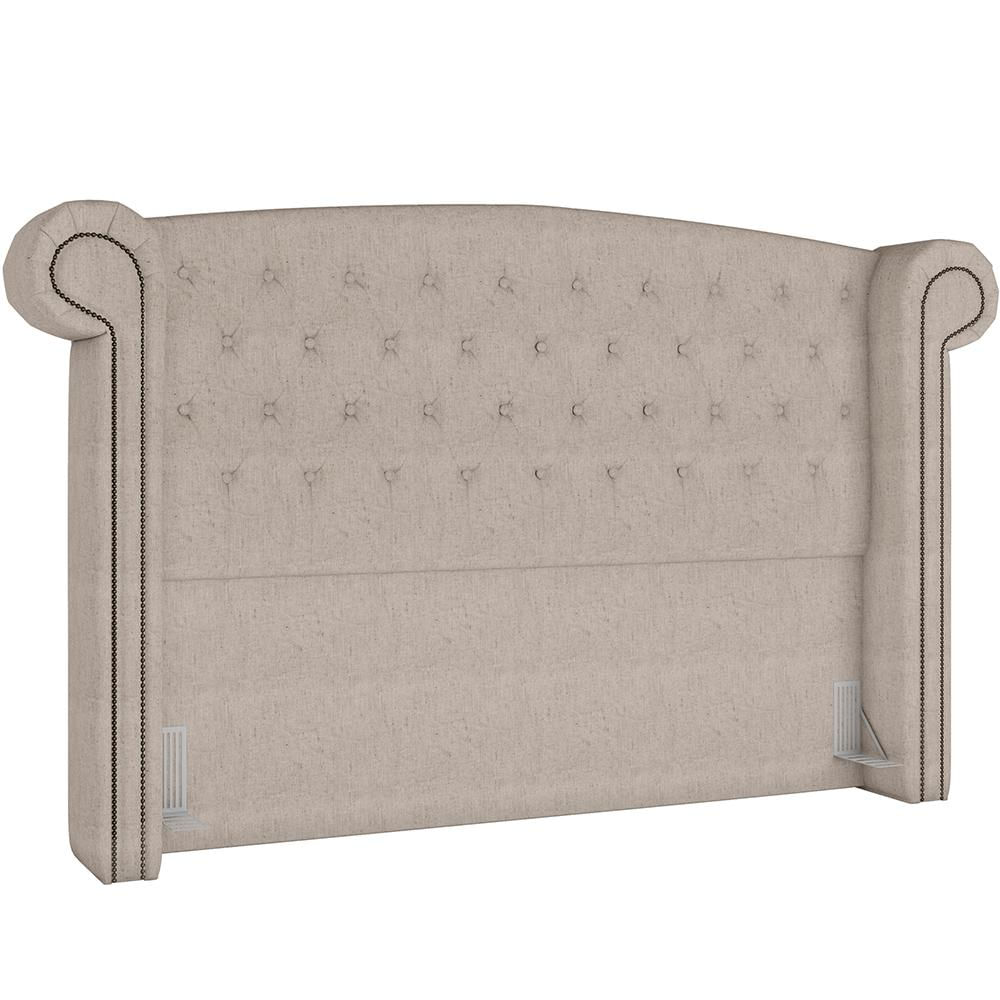 Cabeceira Cama Box Casal com Tachas 140 cm Sofia P05 Linho Cru - Lyam Decor