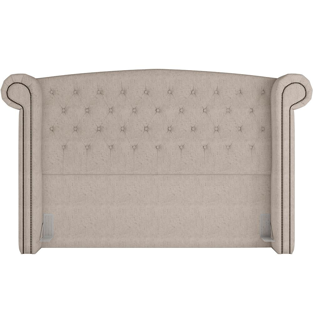 Cabeceira Cama Box Casal com Tachas 140 cm Sofia P05 Linho Cru - Lyam Decor