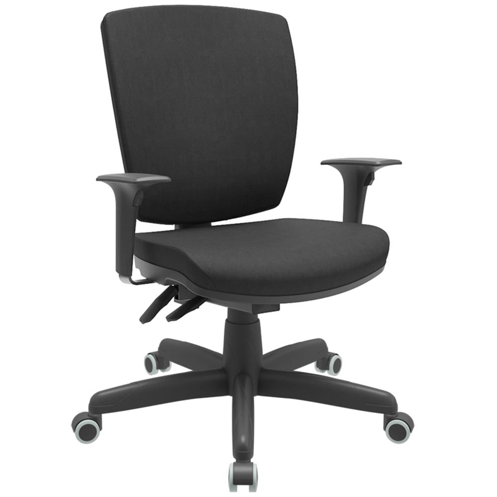 Cadeira de Escritório Diretor Office Base Giratória Preto Alta Flexi P03 Poliéster Preto - Lyam