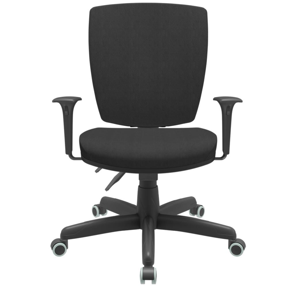 Cadeira de Escritório Diretor Office Base Giratória Preto Alta Flexi P03 Poliéster Preto - Lyam