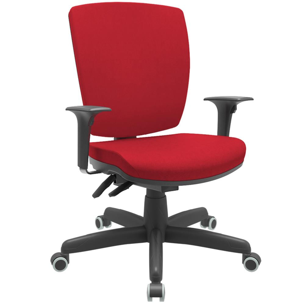 Cadeira de Escritório Diretor Office Base Giratória Preto Alta Flexi P03 Poliéster Vermelho - Lyam