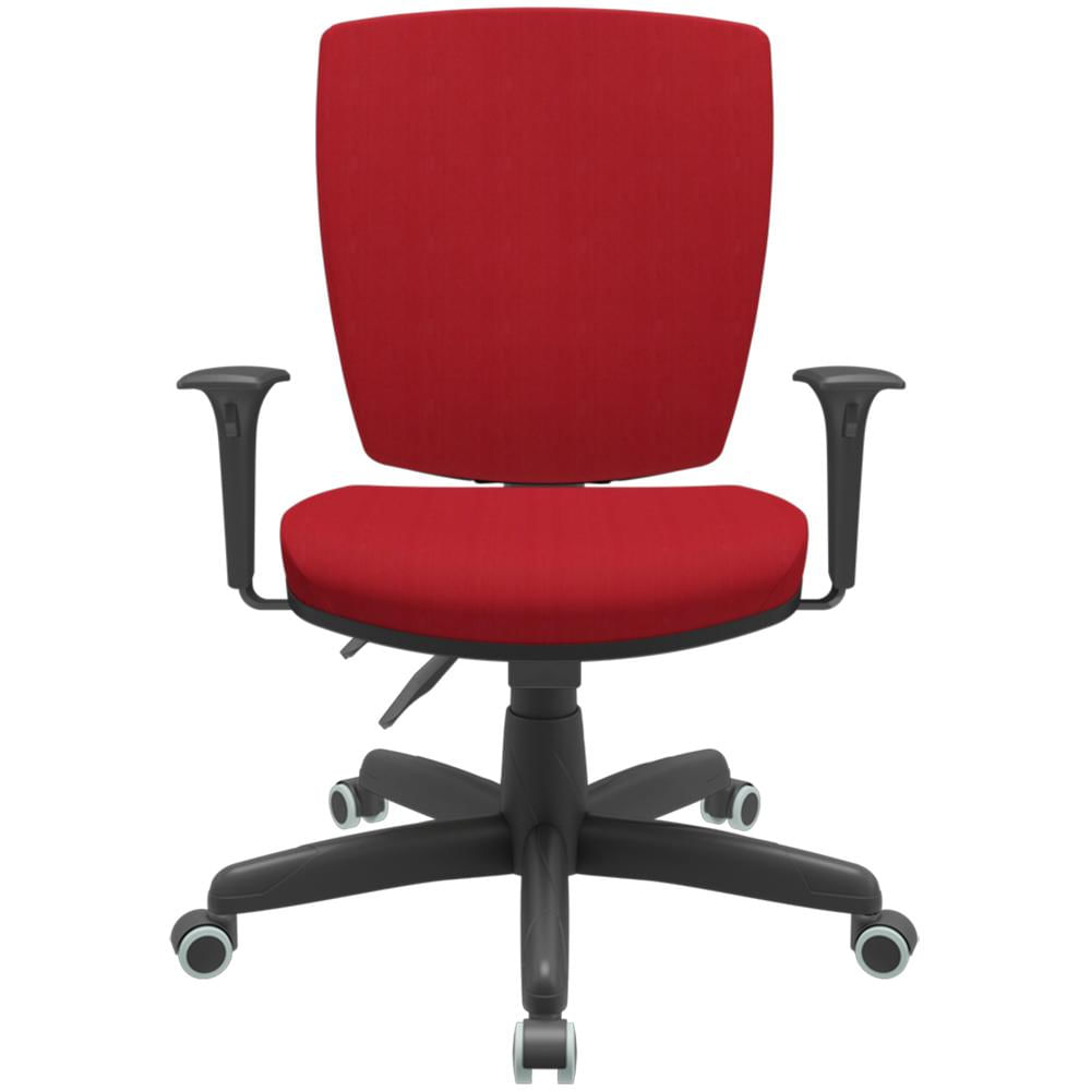 Cadeira de Escritório Diretor Office Base Giratória Preto Alta Flexi P03 Poliéster Vermelho - Lyam