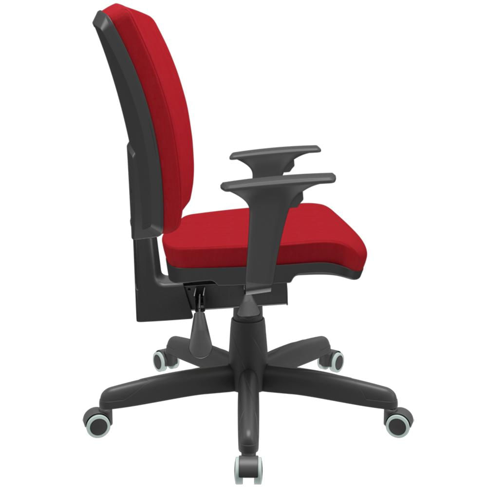 Cadeira de Escritório Diretor Office Base Giratória Preto Alta Flexi P03 Poliéster Vermelho - Lyam