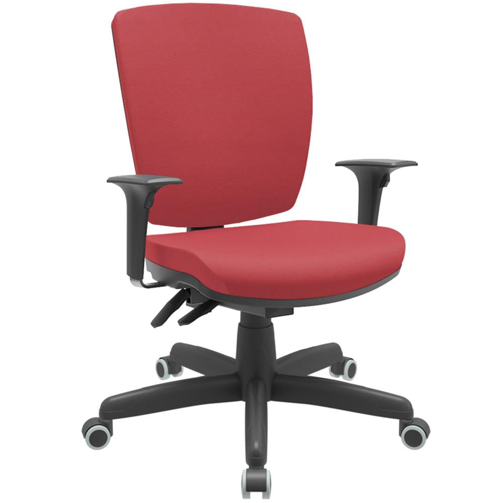 Cadeira de Escritório Diretor Office Base Giratória Preto Alta Flexi P03 Vinil Vermelho - Lyam