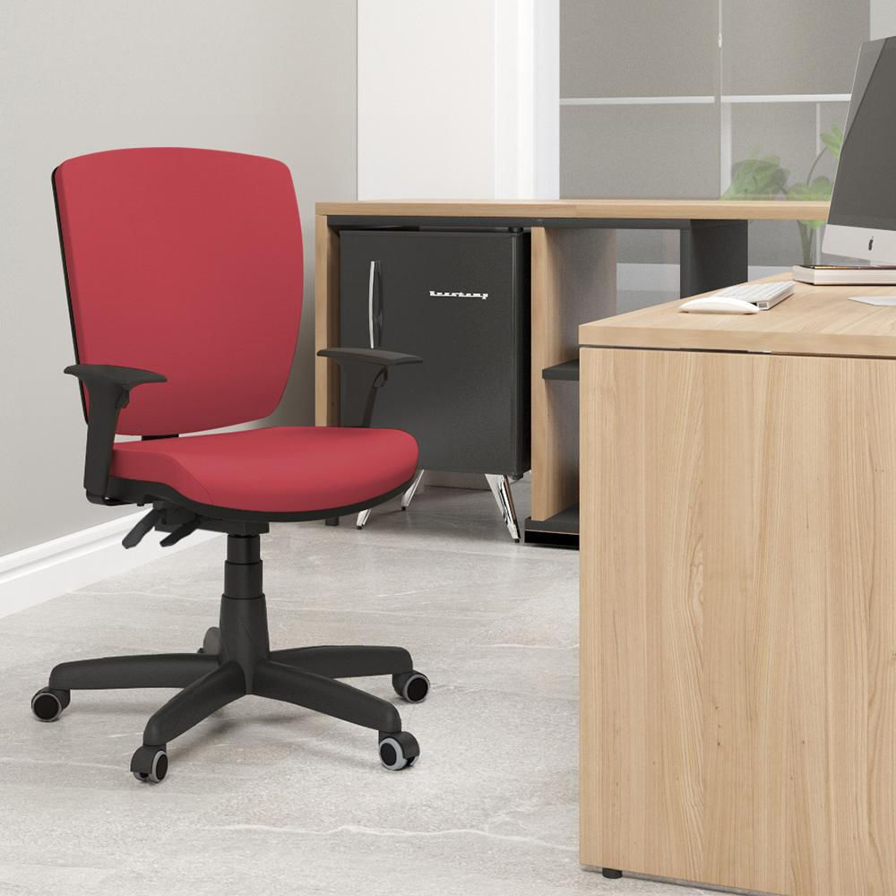 Cadeira de Escritório Diretor Office Base Giratória Preto Alta Flexi P03 Vinil Vermelho - Lyam