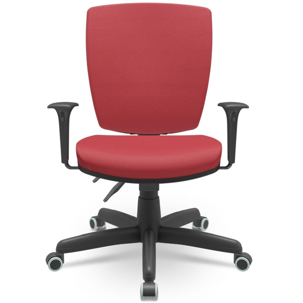 Cadeira de Escritório Diretor Office Base Giratória Preto Alta Flexi P03 Vinil Vermelho - Lyam