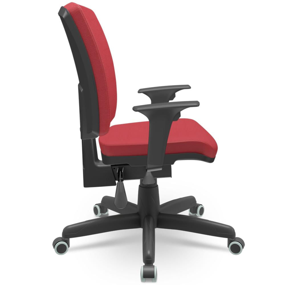 Cadeira de Escritório Diretor Office Base Giratória Preto Alta Flexi P03 Vinil Vermelho - Lyam