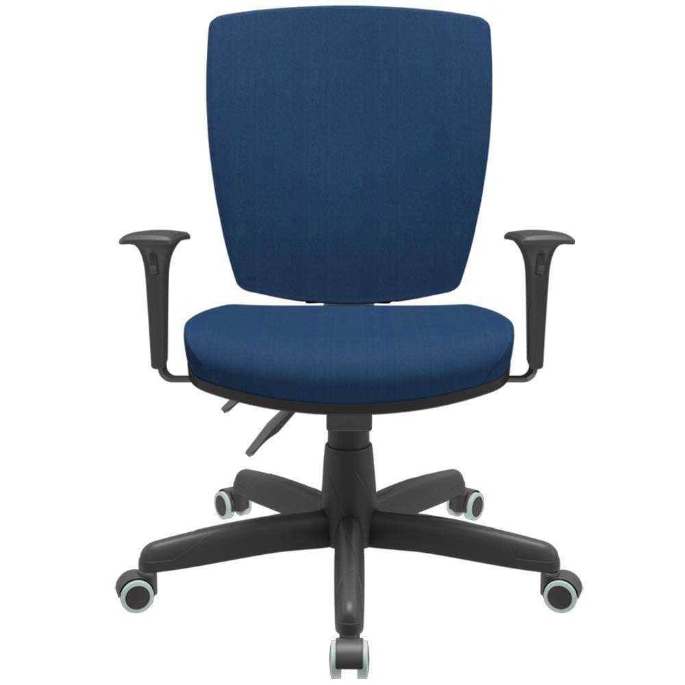 Cadeira de Escritório Diretor Office Base Giratória Preto Alta Flexi P03 Poliéster Azul - Lyam