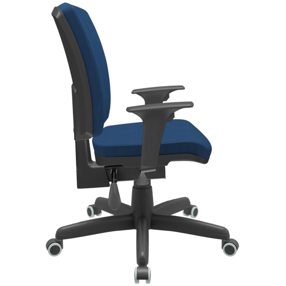 Cadeira de Escritório Diretor Office Base Giratória Preto Alta Flexi P03 Poliéster Azul - Lyam