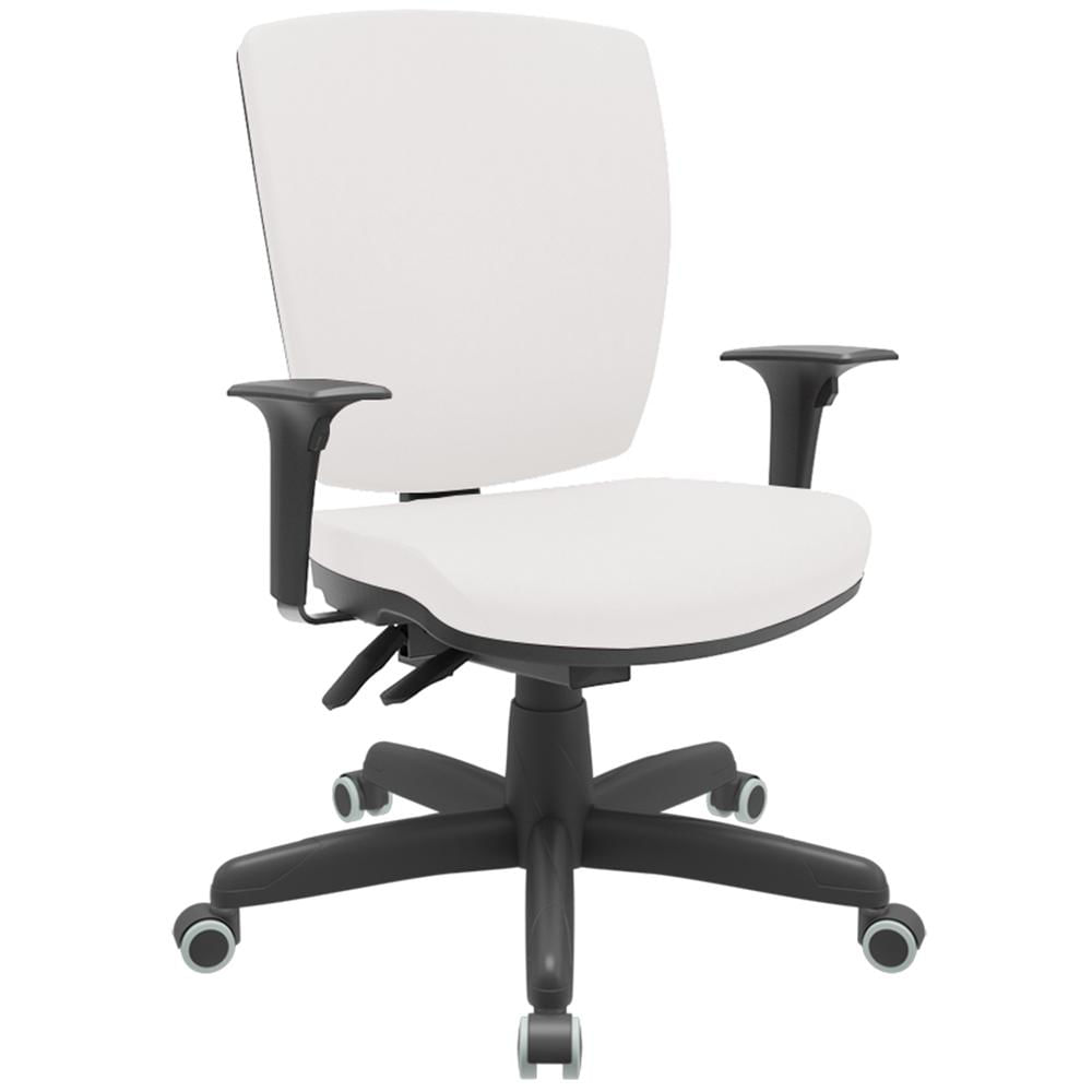 Cadeira de Escritório Diretor Office Base Giratória Preto Alta Flexi P03 Vinil Branco - Lyam