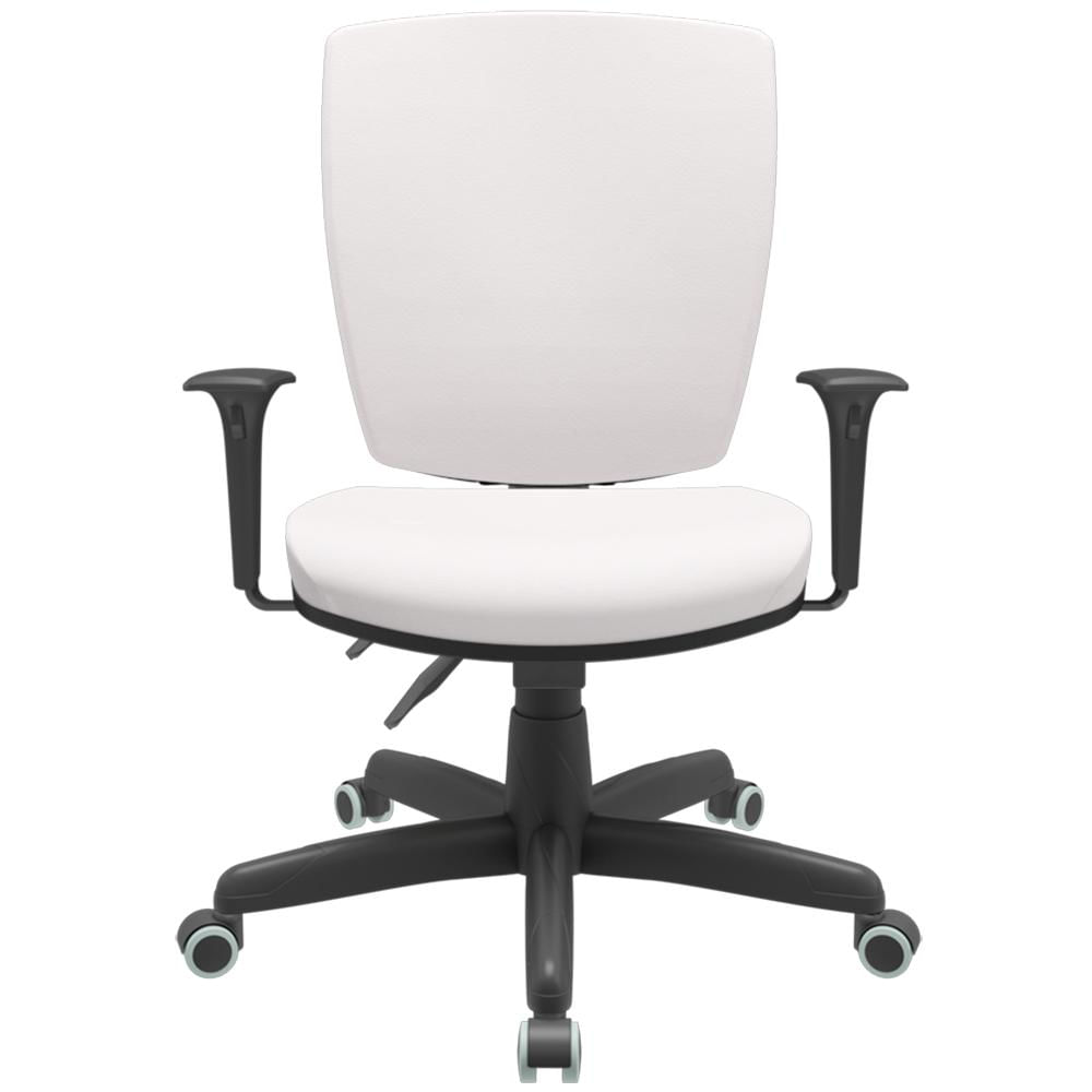 Cadeira de Escritório Diretor Office Base Giratória Preto Alta Flexi P03 Vinil Branco - Lyam