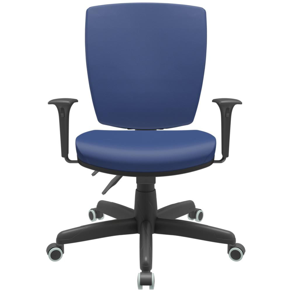 Cadeira de Escritório Diretor Office Base Giratória Preto Alta Flexi P03 Vinil Azul - Lyam