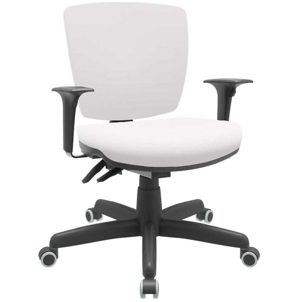 Cadeira de Escritório Executiva Office Base Giratória Preto Baixa Flexi P03 Vinil Branco - Lyam