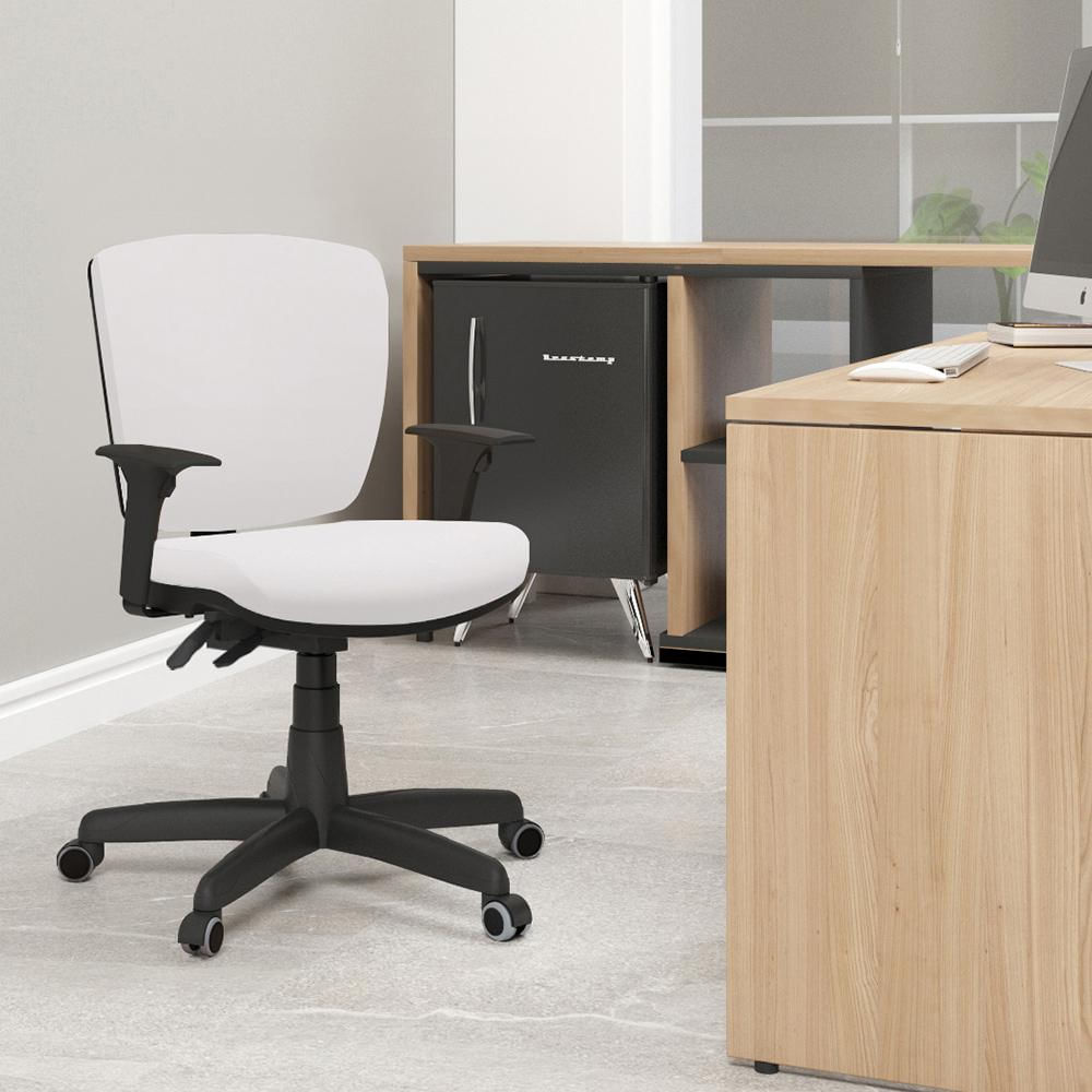 Cadeira de Escritório Executiva Office Base Giratória Preto Baixa Flexi P03 Vinil Branco - Lyam