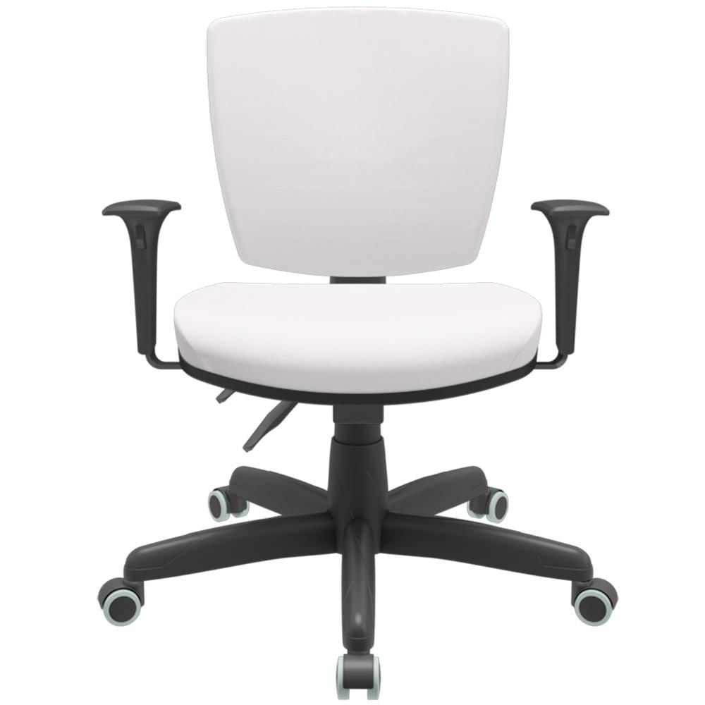 Cadeira de Escritório Executiva Office Base Giratória Preto Baixa Flexi P03 Vinil Branco - Lyam