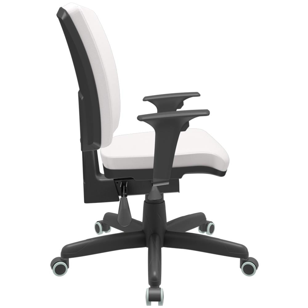 Cadeira de Escritório Diretor Office Base Giratória Preto Alta Flexi P03 Vinil Branco - Lyam