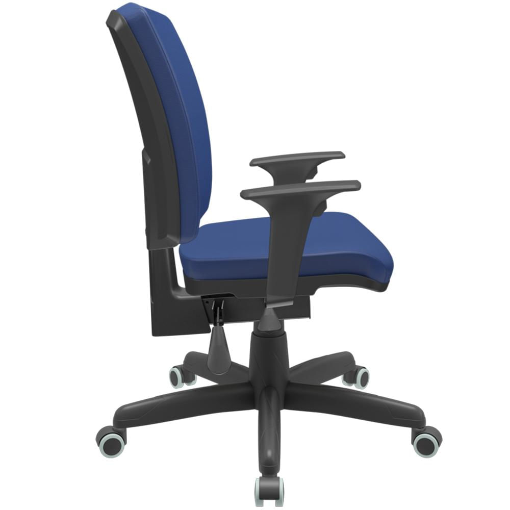 Cadeira de Escritório Diretor Office Base Giratória Preto Alta Flexi P03 Vinil Azul - Lyam