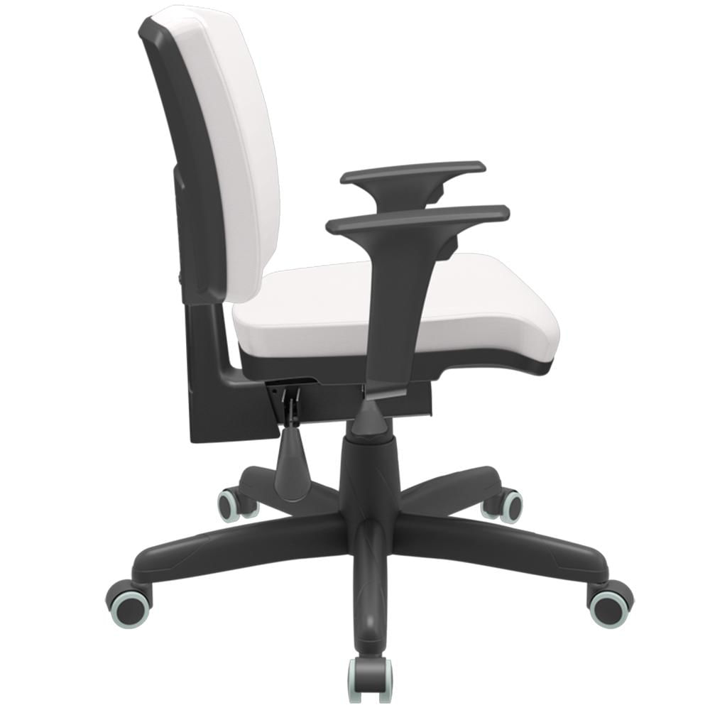 Cadeira de Escritório Executiva Office Base Giratória Preto Baixa Flexi P03 Vinil Branco - Lyam