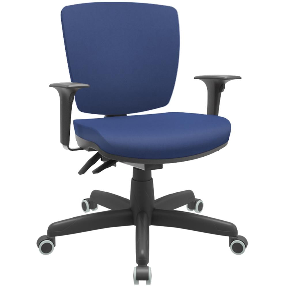 Cadeira de Escritório Executiva Office Base Giratória Preto Baixa Flexi P03 Vinil Azul - Lyam