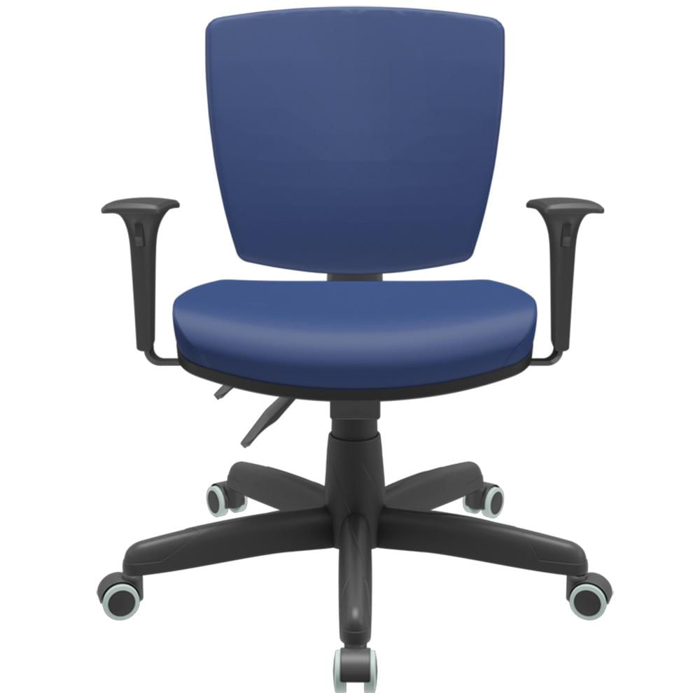 Cadeira de Escritório Executiva Office Base Giratória Preto Baixa Flexi P03 Vinil Azul - Lyam