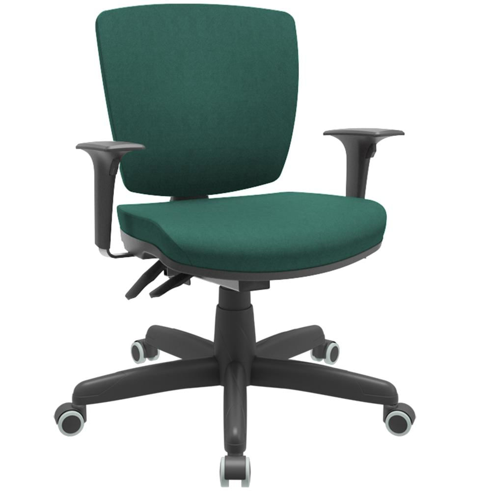 Cadeira de Escritório Executiva Office Base Giratória Preto Baixa Flexi P03 Poliéster Verde - Lyam