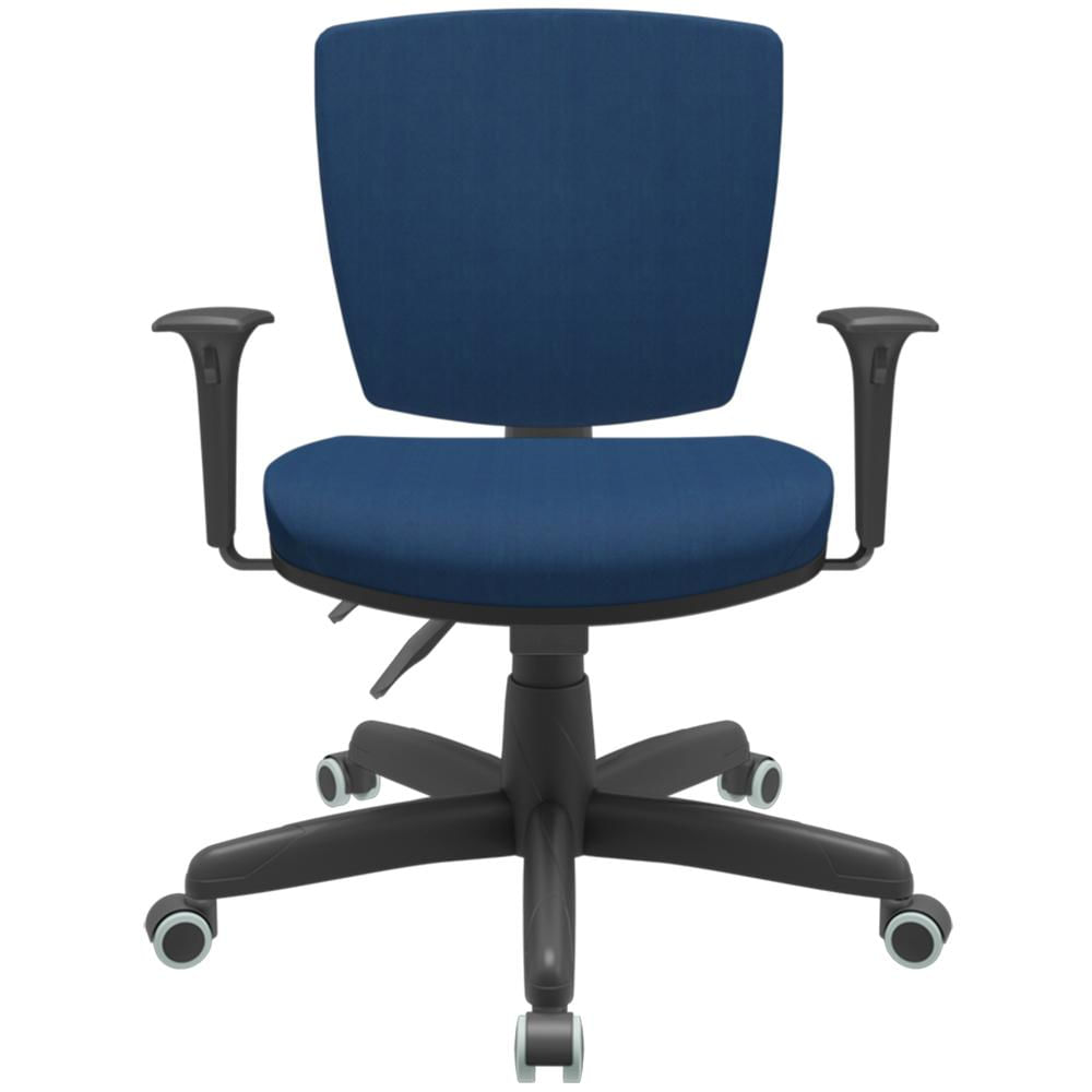 Cadeira de Escritório Executiva Office Base Giratória Preto Baixa Flexi P03 Poliéster Azul - Lyam