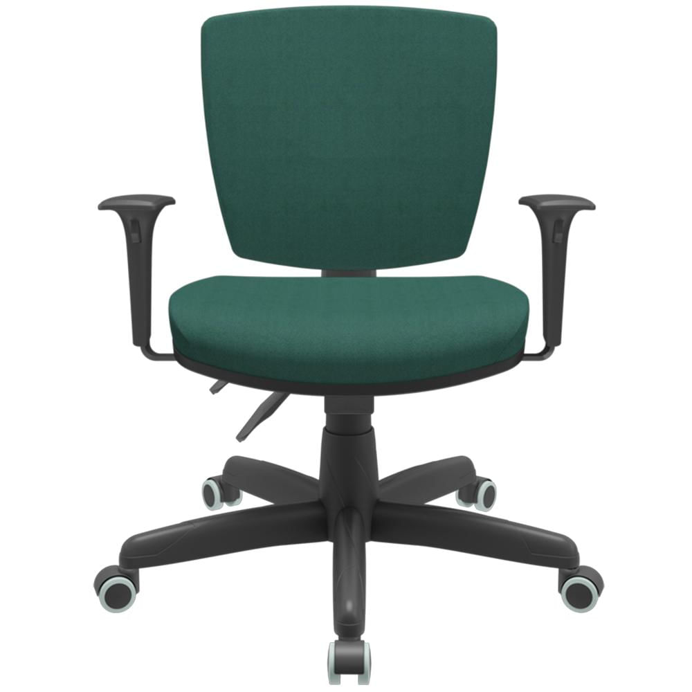 Cadeira de Escritório Executiva Office Base Giratória Preto Baixa Flexi P03 Poliéster Verde - Lyam