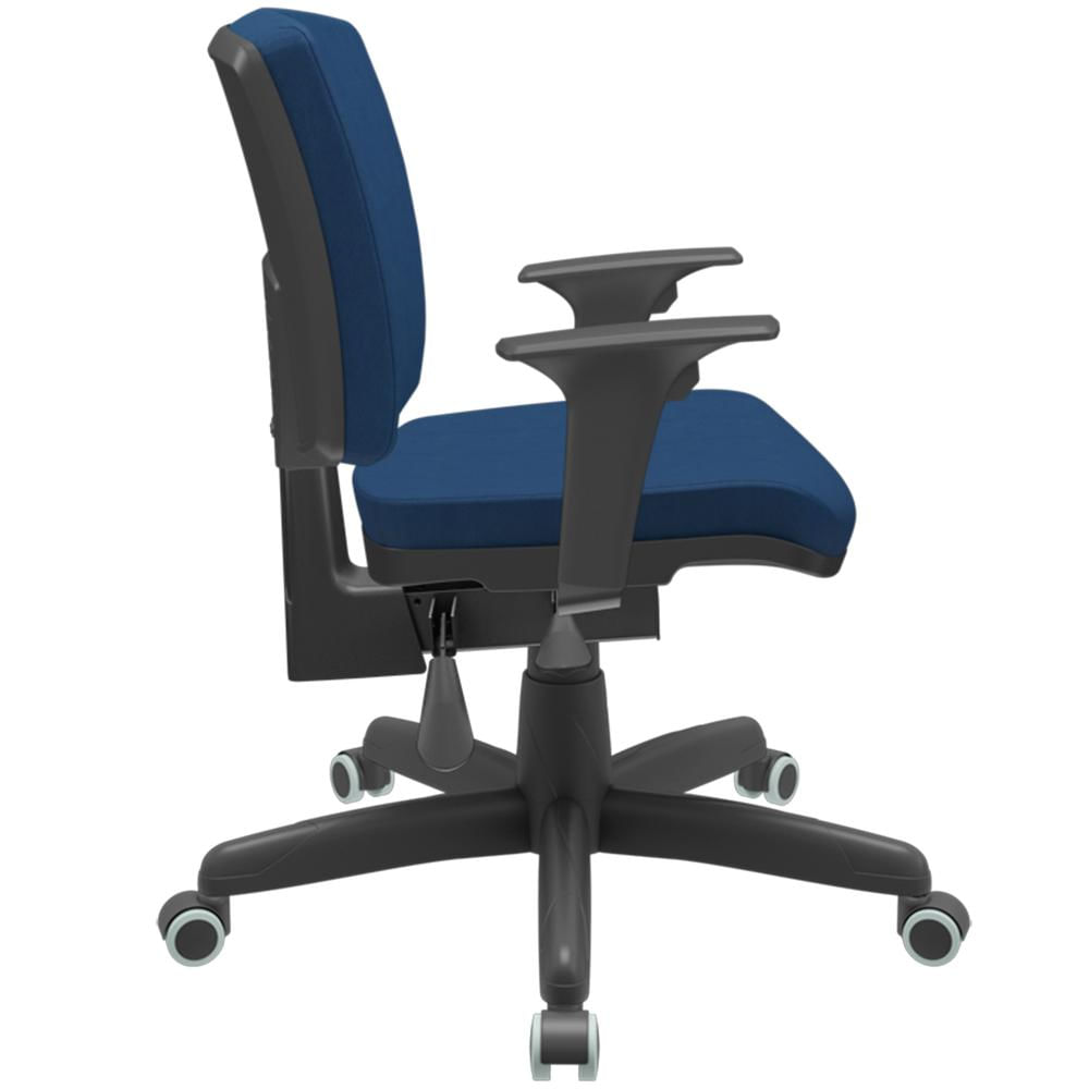 Cadeira de Escritório Executiva Office Base Giratória Preto Baixa Flexi P03 Poliéster Azul - Lyam