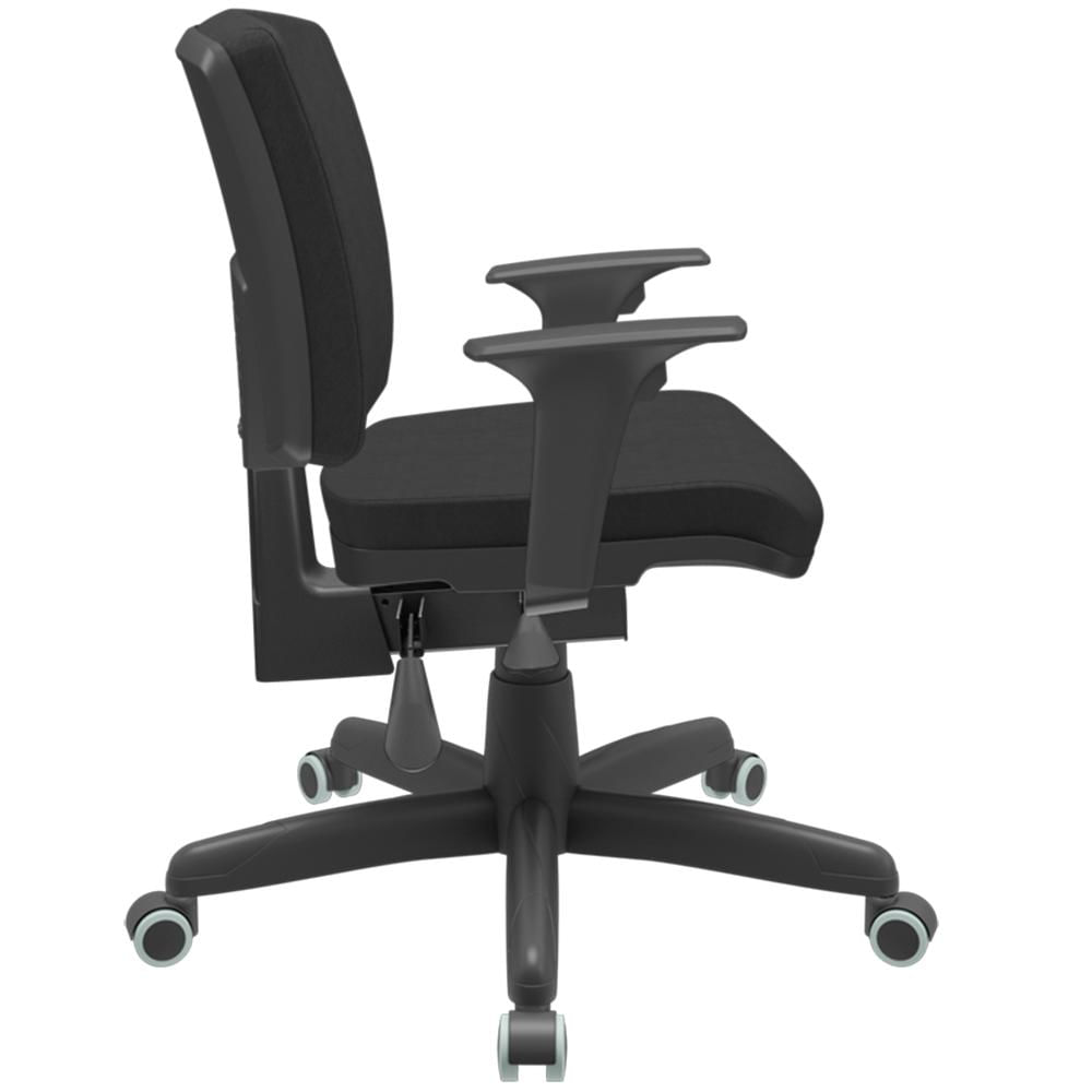 Cadeira de Escritório Executiva Office Base Giratória Preto Baixa Flexi P03 Poliéster Preto - Lyam