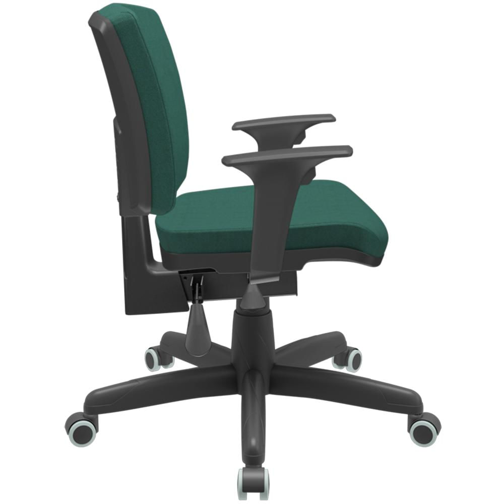 Cadeira de Escritório Executiva Office Base Giratória Preto Baixa Flexi P03 Poliéster Verde - Lyam