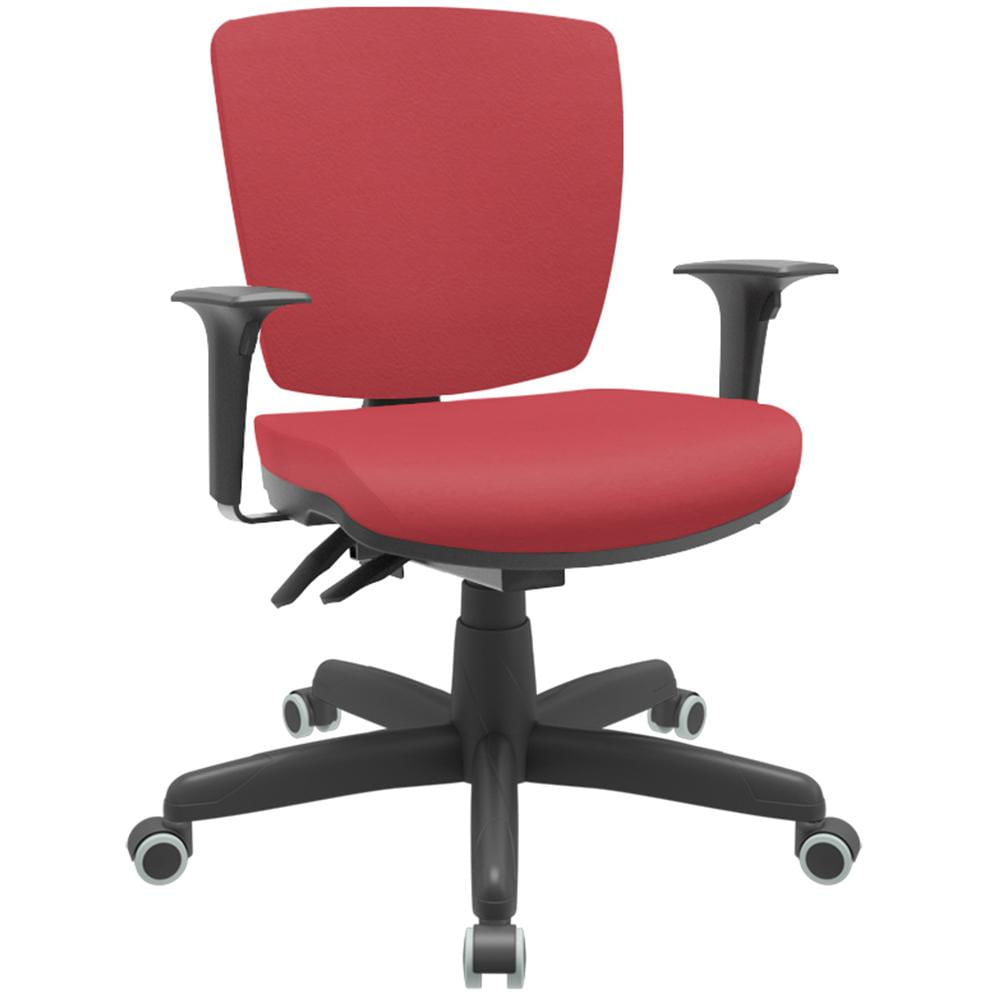 Cadeira de Escritório Executiva Office Base Giratória Preto Baixa Flexi P03 Vinil Vermelho - Lyam