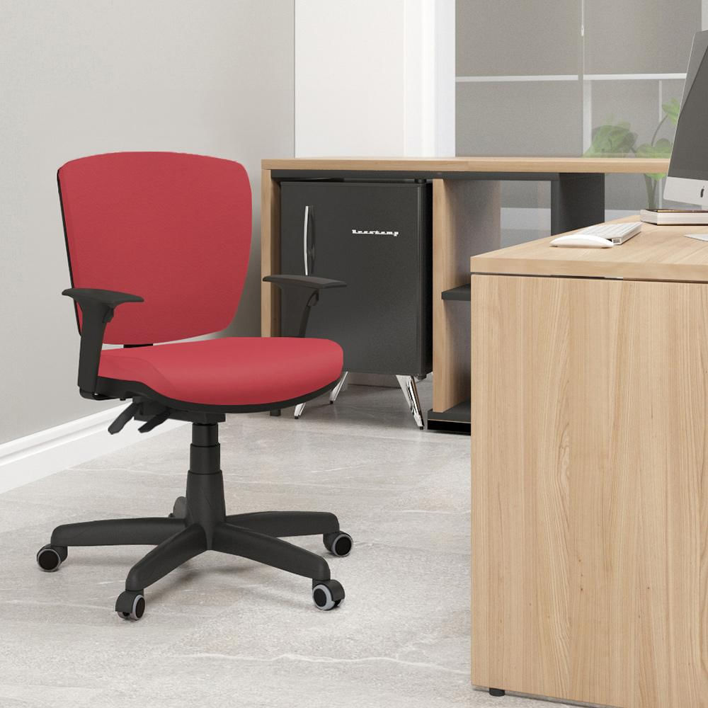 Cadeira de Escritório Executiva Office Base Giratória Preto Baixa Flexi P03 Vinil Vermelho - Lyam