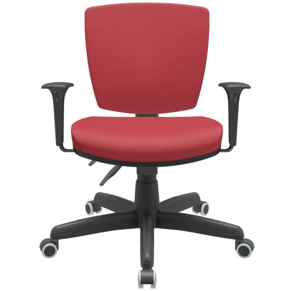 Cadeira de Escritório Executiva Office Base Giratória Preto Baixa Flexi P03 Vinil Vermelho - Lyam