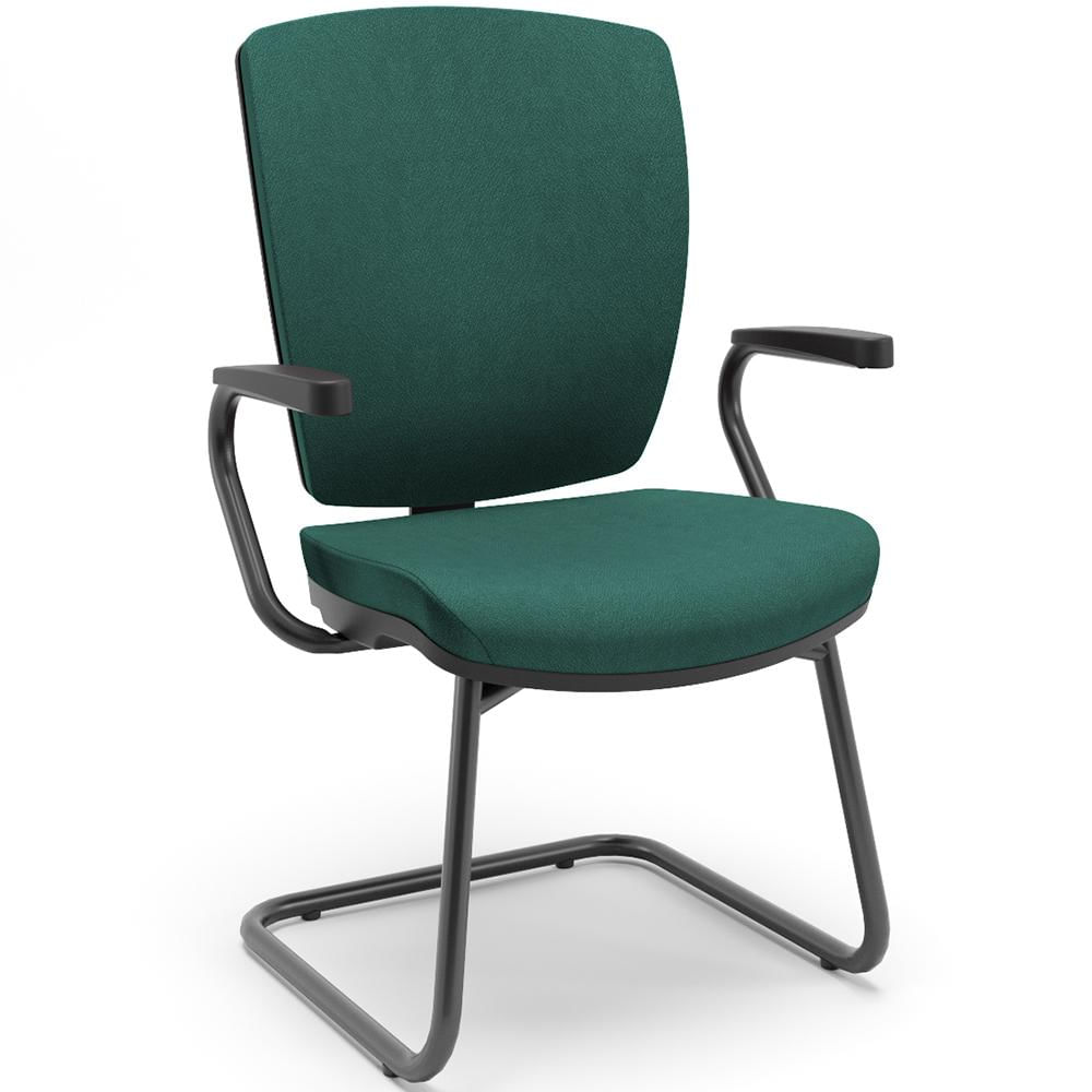 Cadeira de Escritório Fixa Executiva Office Preto Slim Alta Flexi P03 Poliéster Verde - Lyam