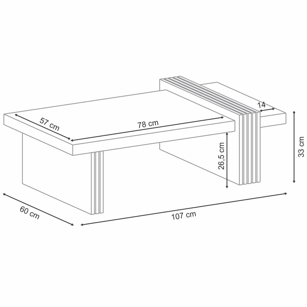 Kit 02 Mesas de Centro Para Sala de Estar Lord B01 Cinamomo Off White - Lyam Decor