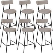 Kit 06 Banquetas Baixa Para Cozinha Sala De Jantar Bancada Milão L02 Linho Bege - Lyam Decor