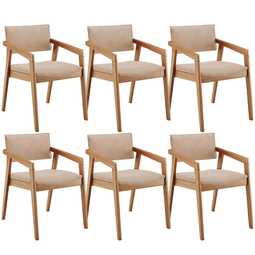 Kit 06 Cadeiras Para Sala de Jantar Estar Living Giorgia B04 Suede Bege - Lyam Decor